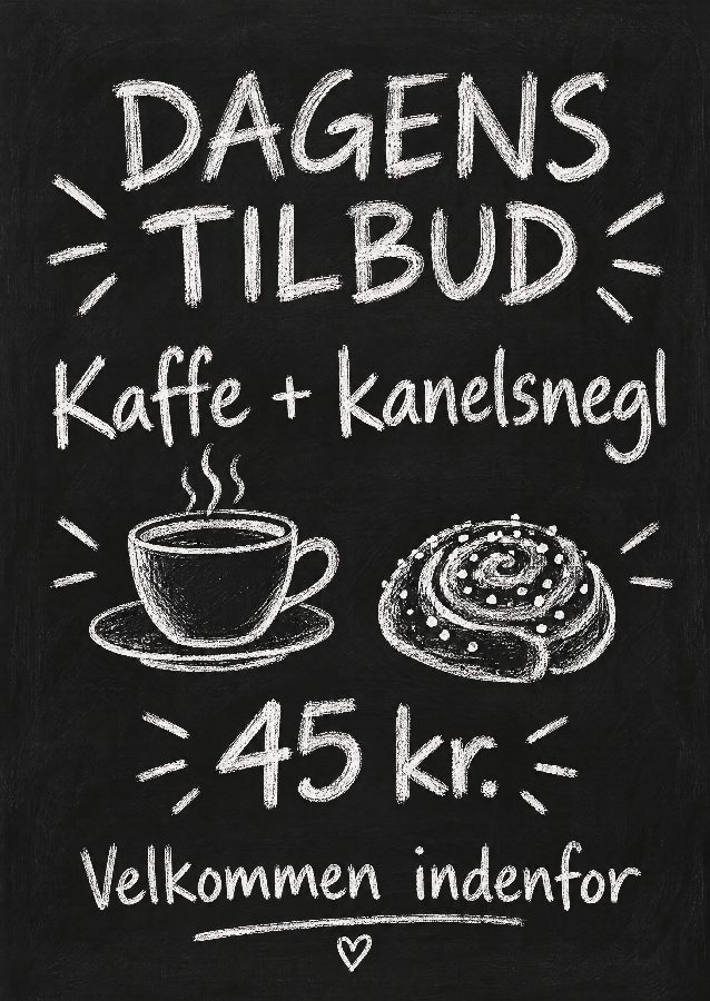 A-skilte lavet med AI: DAGENS TILBUD
