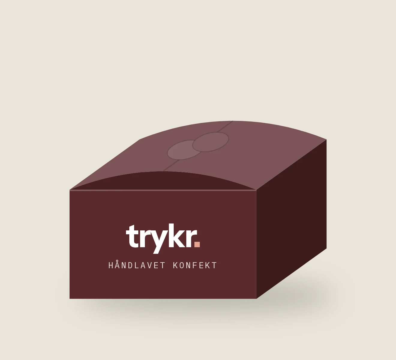 Trykt chokoladeæske med logo på låg og forside