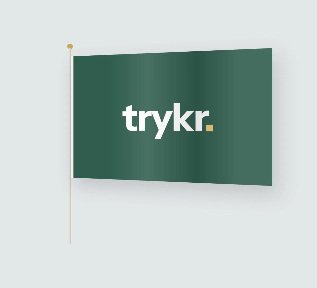 Flag med logo i toppen af en flagstang