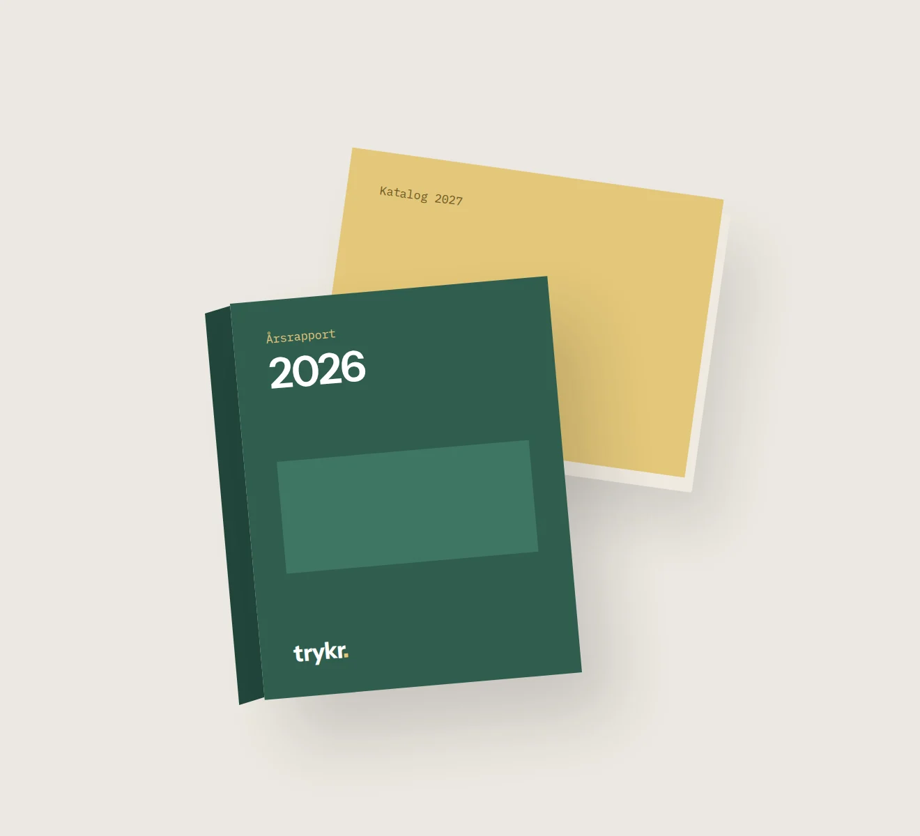 Limbundet katalog og årsrapport med flad ryg