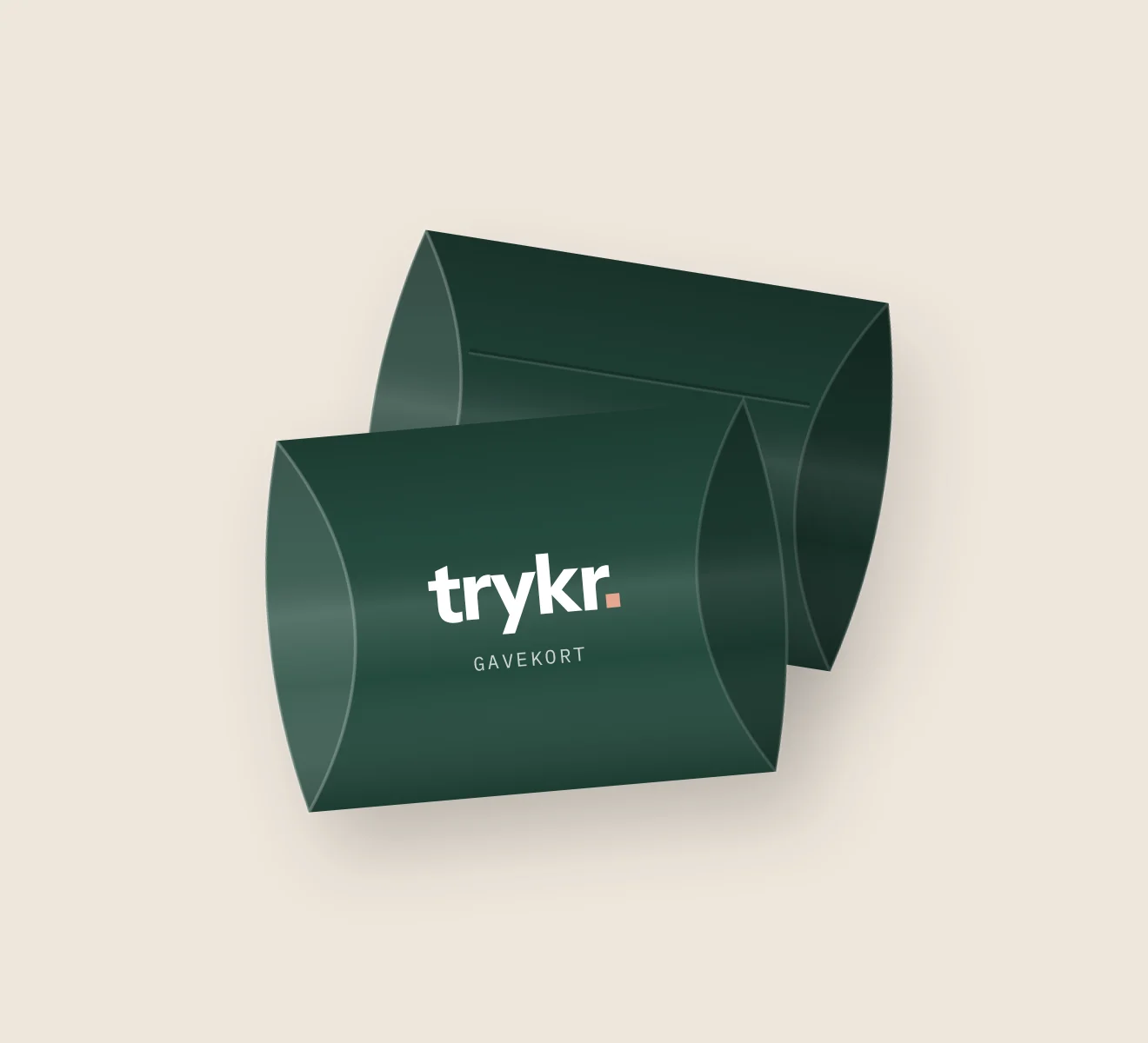 Trykt pudeæske med logo ved siden af en lukket pudeæske