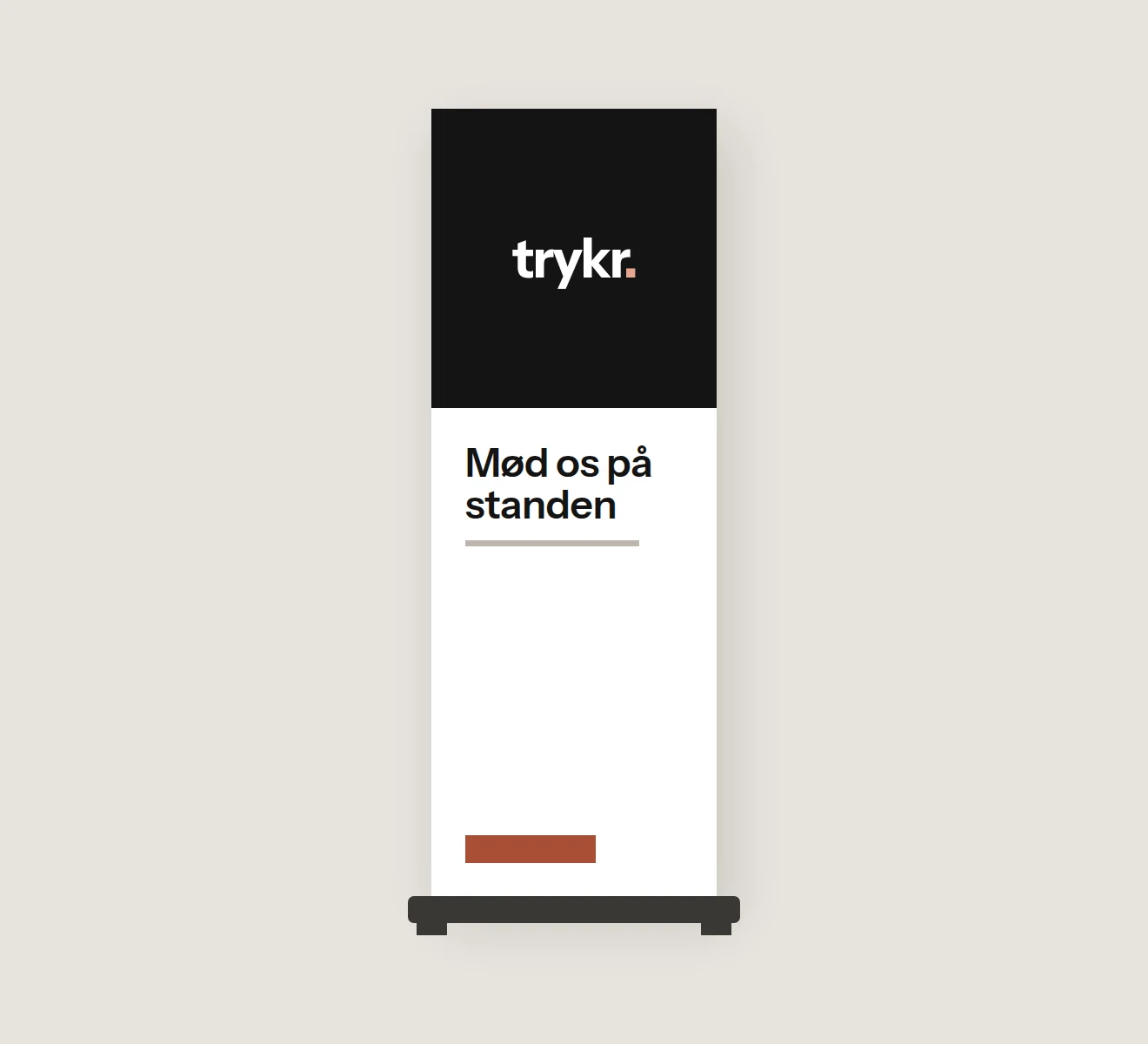 Roll-up-banner med logo, stående på sin kassette