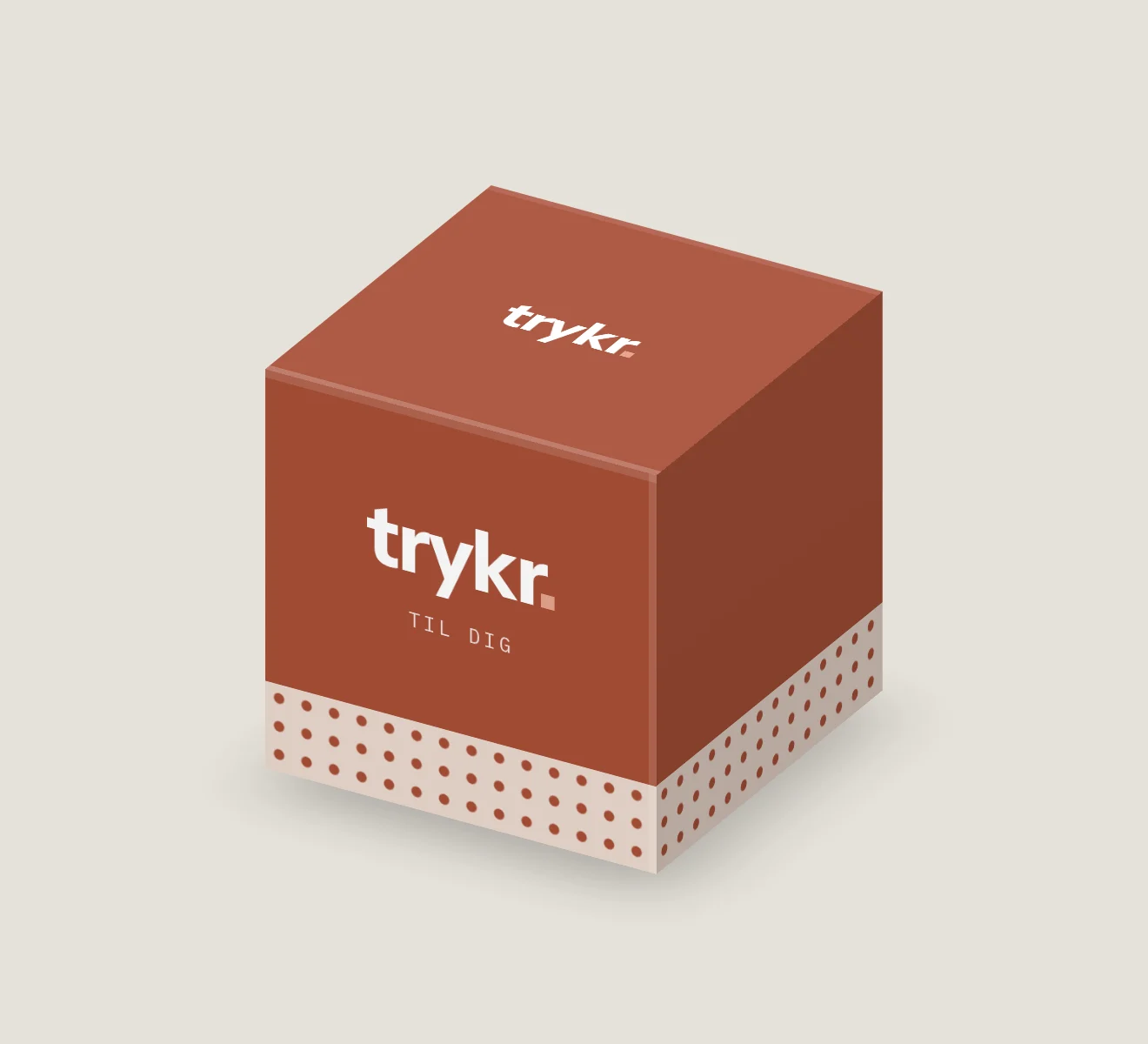 Lille kvadratisk æske trykt med logo